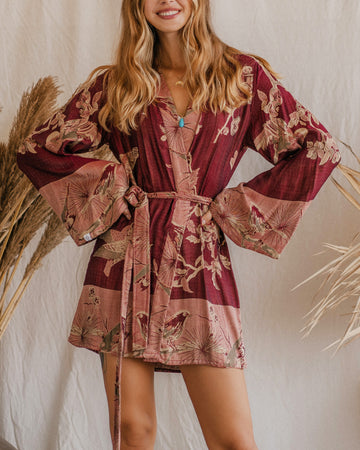 Wineberry Dream - Eco-Friendly Modal - Short Kimono
