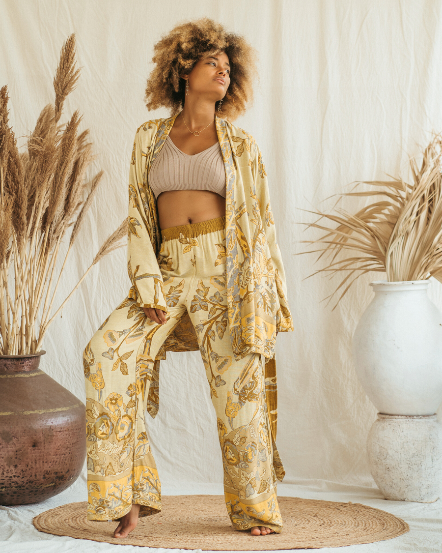 Golden Lotus - Short Kimono