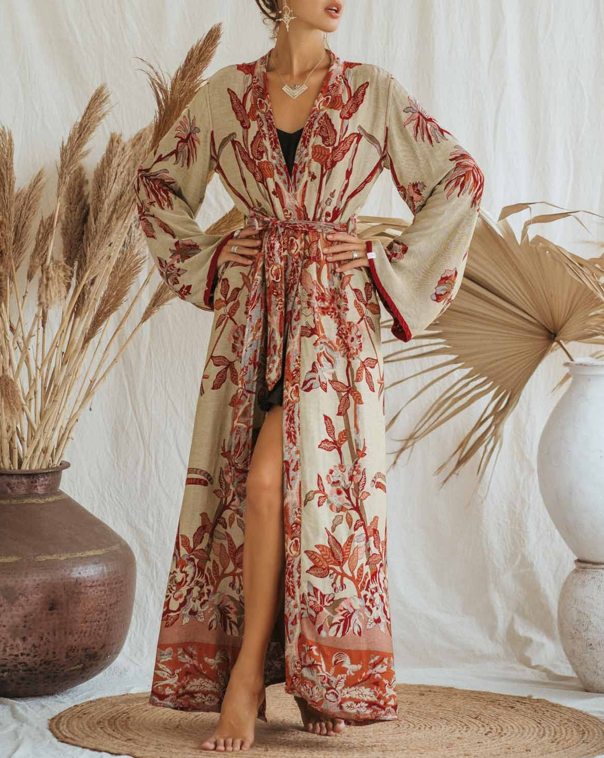 Brahmaki -River of Roses - Maxi Kaftan